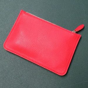 New Loft Red Pebbled Zippered Clutch